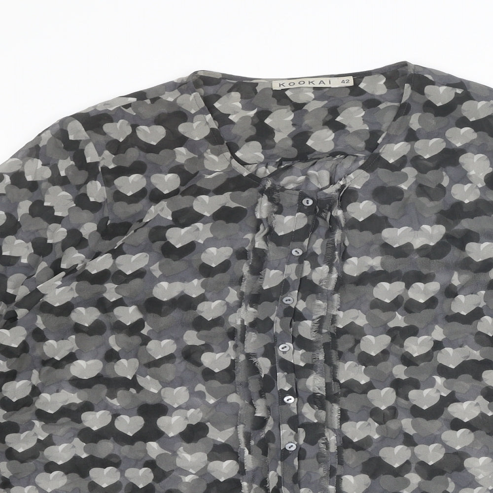 Womens UK Size 14 Kookai Grey Basic Button-Up