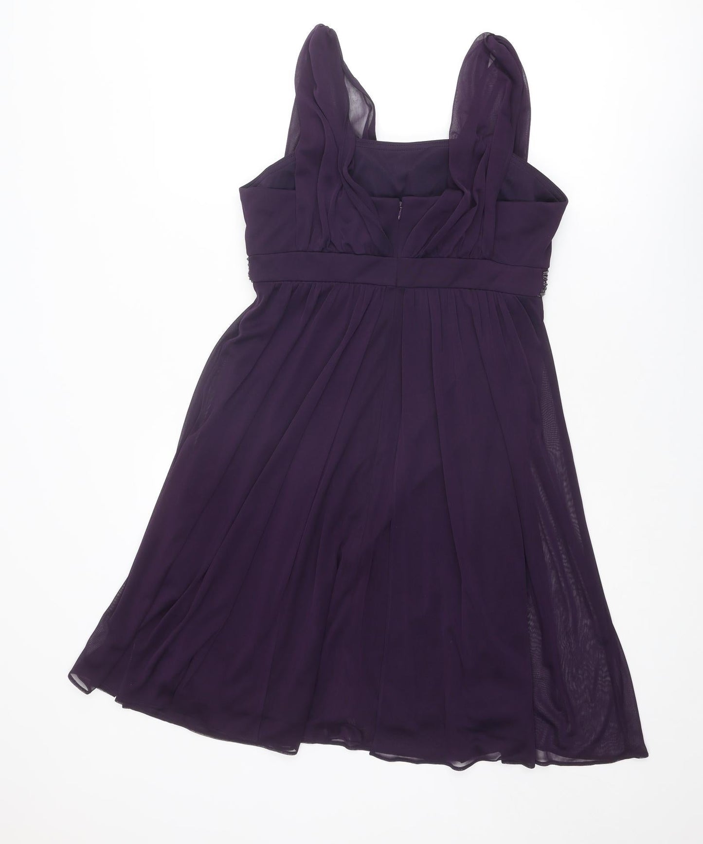 Dressbarn Womens Purple Polyester Trapeze & Swing Size 10 Square Neck Zip
