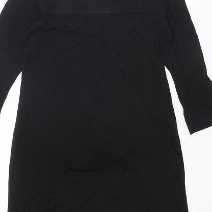H&M Womens Black Viscose A-Line Size M Scoop Neck Button