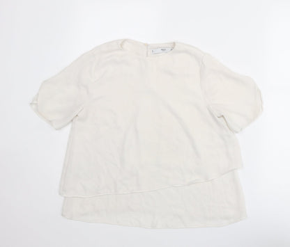 Womens UK Size XS Mango White Basic Blouse