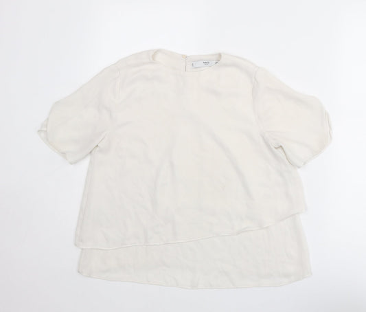Womens UK Size XS Mango White Basic Blouse