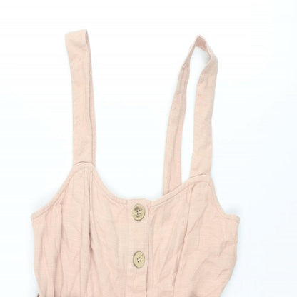 New Look Womens Pink Cotton Playsuit One-Piece Size 8 L3 in Button