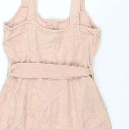 New Look Womens Pink Cotton Playsuit One-Piece Size 8 L3 in Button