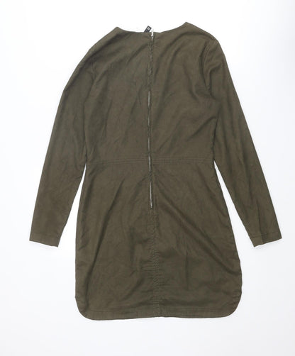 Divided by H&M Womens Brown Polyester Shift Size 12 Round Neck Zip