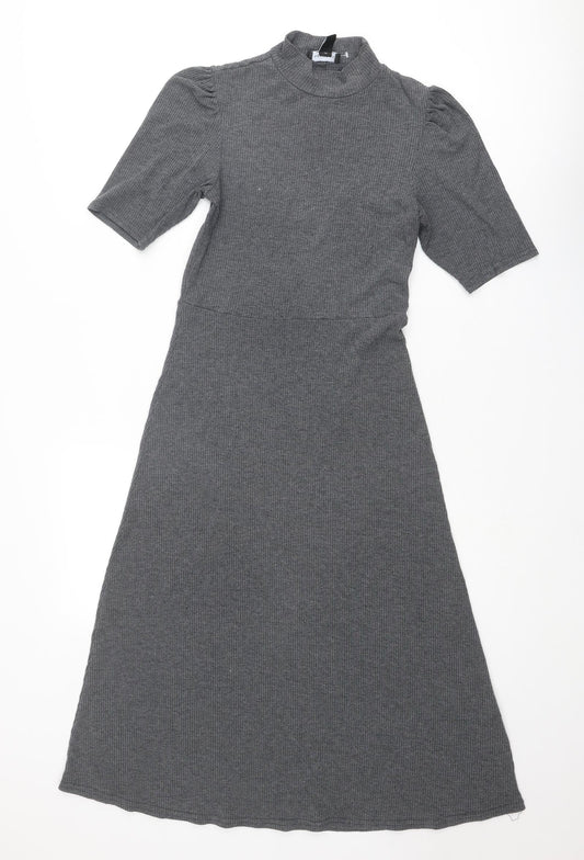 New Look Womens Grey Polyester A-Line Size 10 Mock Neck Pullover