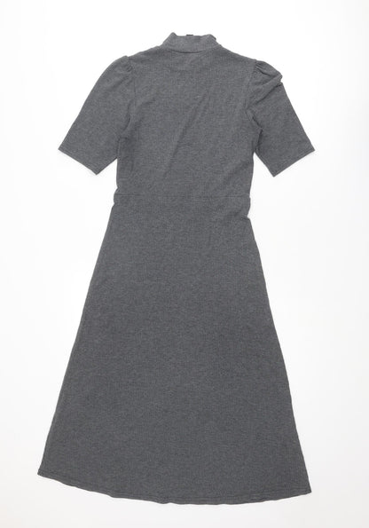 New Look Womens Grey Polyester A-Line Size 10 Mock Neck Pullover
