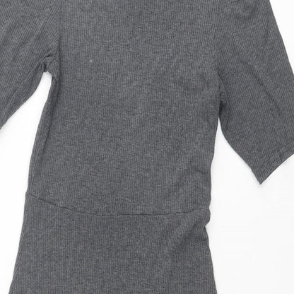 New Look Womens Grey Polyester A-Line Size 10 Mock Neck Pullover