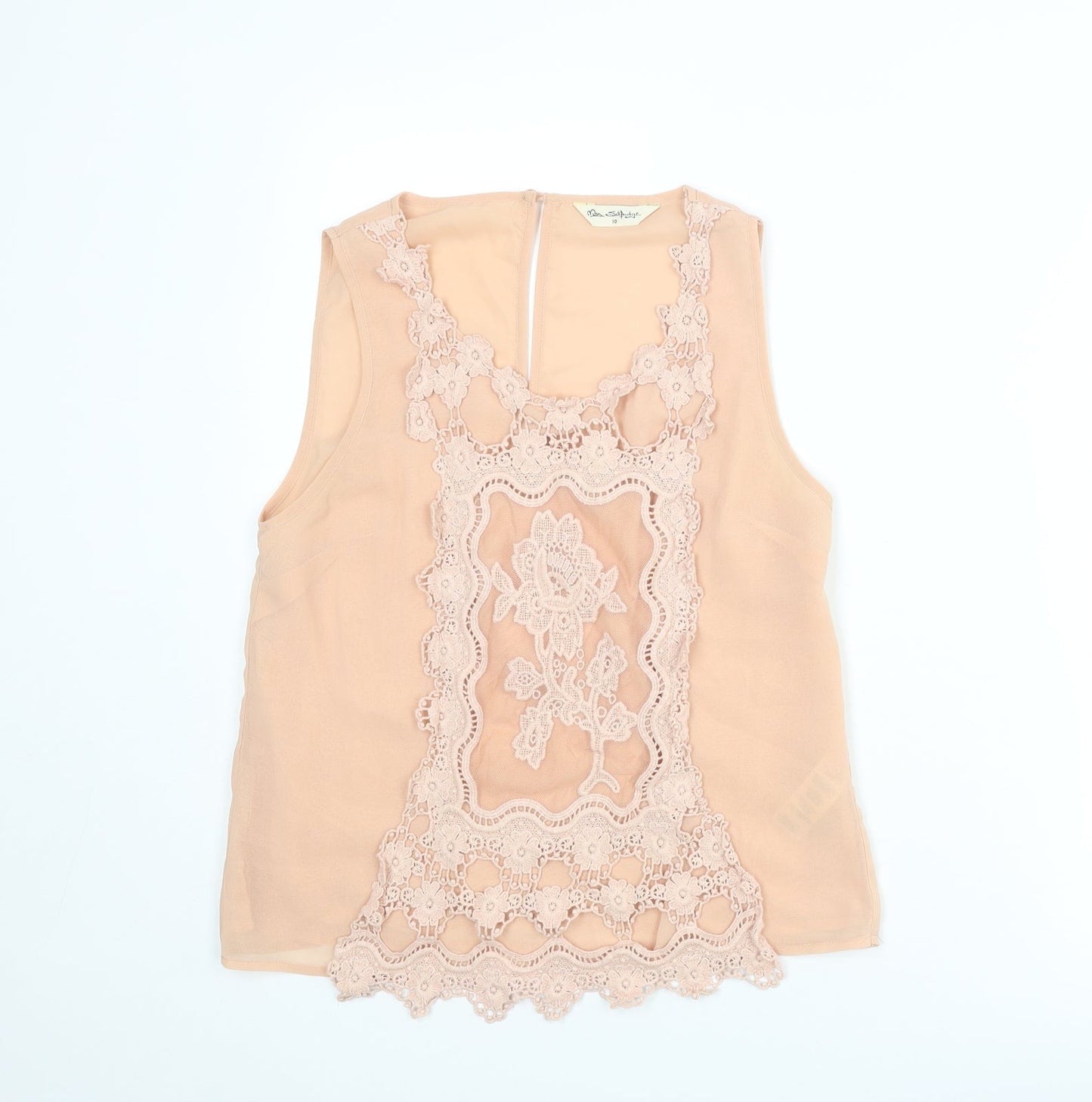 Miss Selfridge Womens Pink Polyester Basic Tank Size 10 Scoop Neck