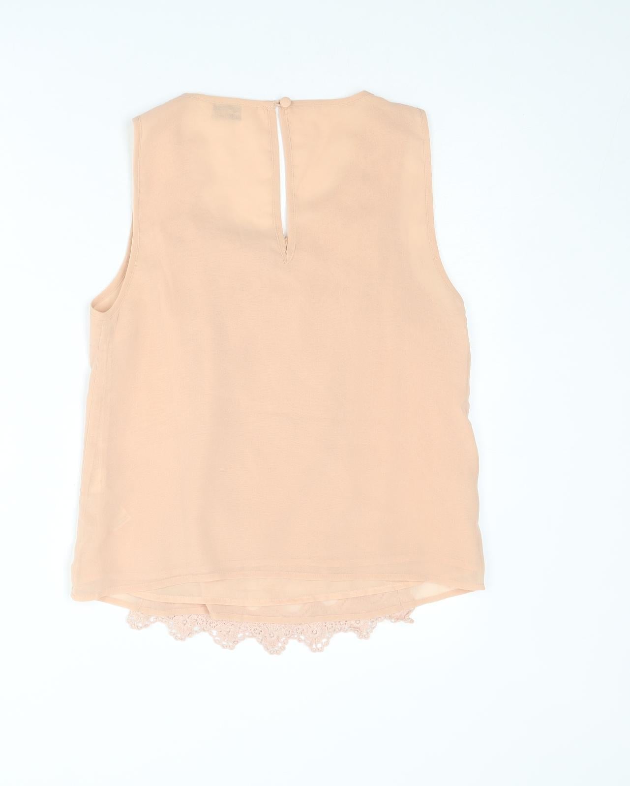 Miss Selfridge Womens Pink Polyester Basic Tank Size 10 Scoop Neck