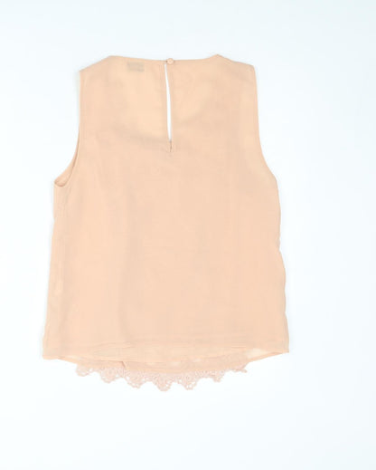 Miss Selfridge Womens Pink Polyester Basic Tank Size 10 Scoop Neck