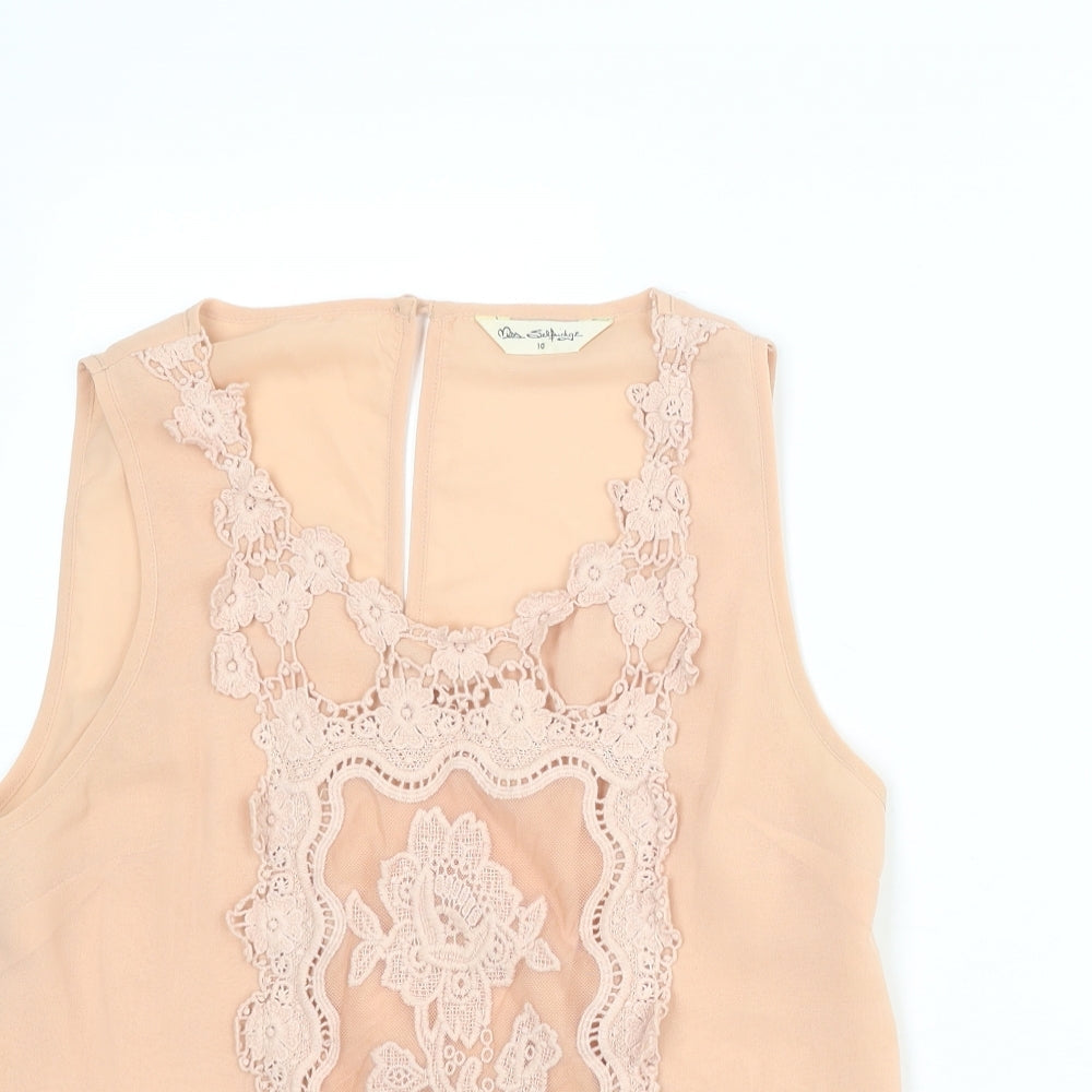 Miss Selfridge Womens Pink Polyester Basic Tank Size 10 Scoop Neck
