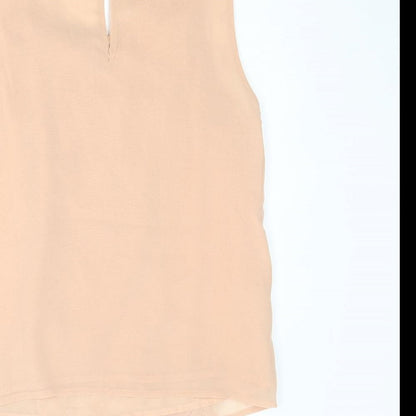 Miss Selfridge Womens Pink Polyester Basic Tank Size 10 Scoop Neck