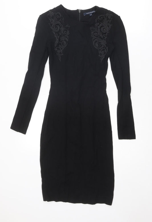 French Connection Womens Black Polyester Shift Size 8 Round Neck Zip