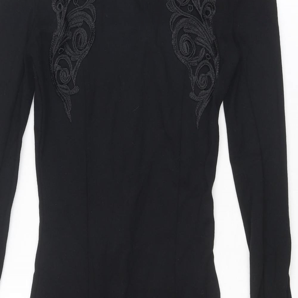 French Connection Womens Black Polyester Shift Size 8 Round Neck Zip