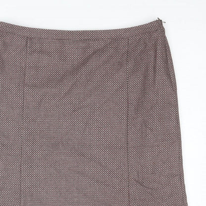 Oasis Womens Brown Geometric Wool A-Line Skirt Size 12 Zip