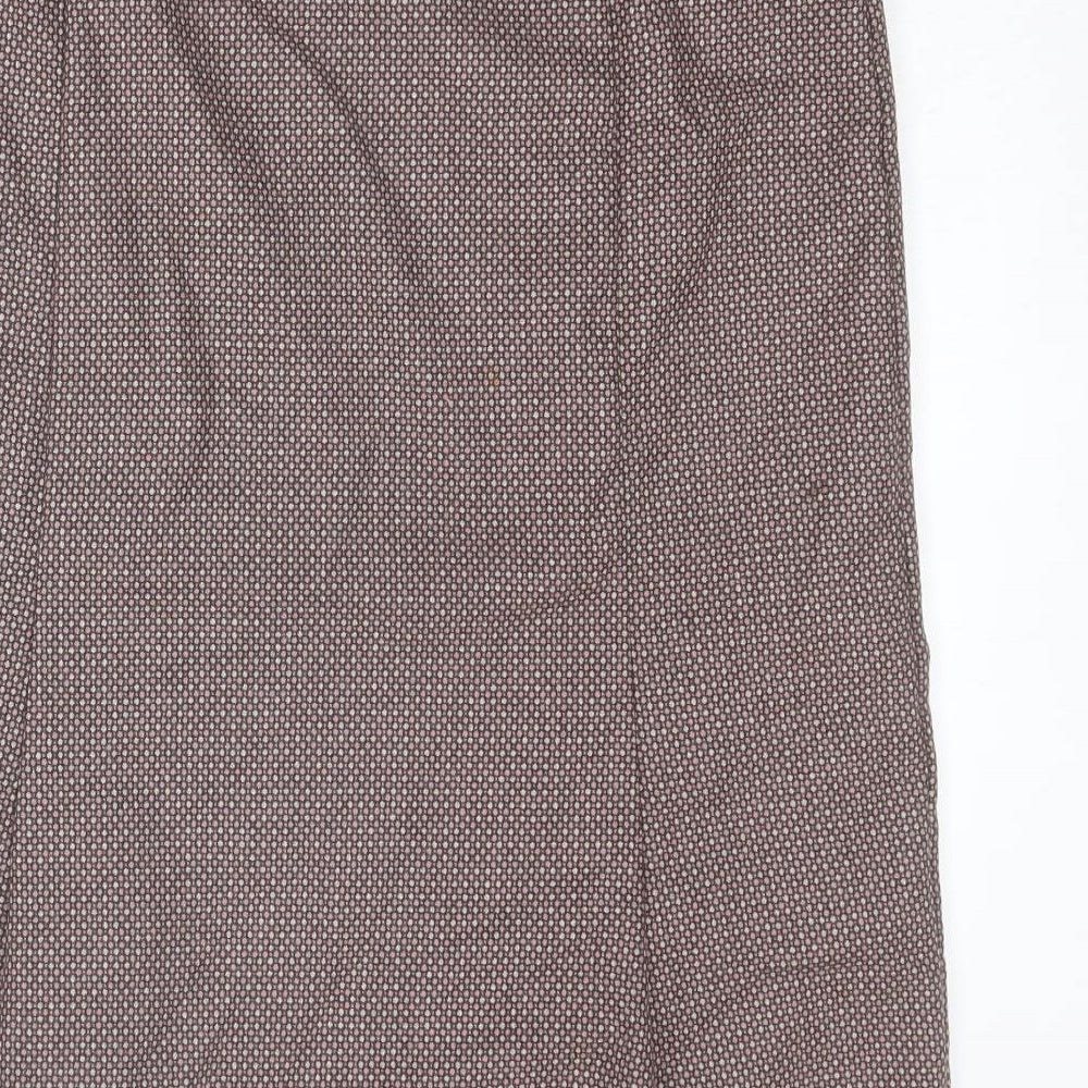 Oasis Womens Brown Geometric Wool A-Line Skirt Size 12 Zip