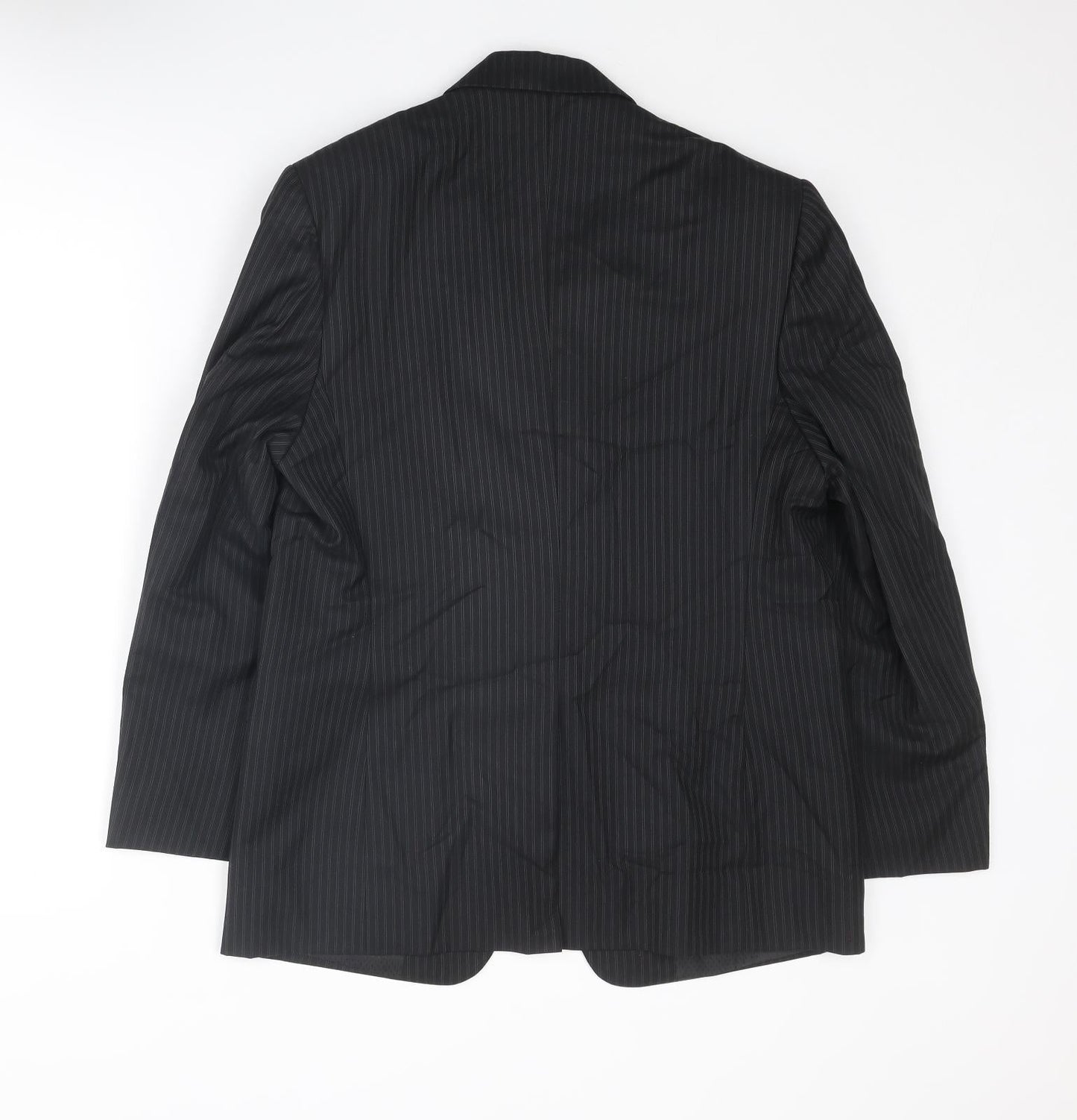 The Raymond Mens Black Striped Polyester Jacket Suit Jacket Size 36 Regular