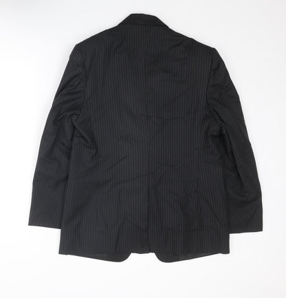 The Raymond Mens Black Striped Polyester Jacket Suit Jacket Size 36 Regular