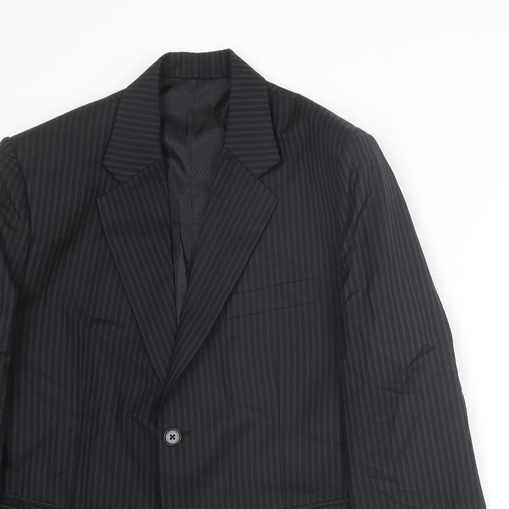 The Raymond Mens Black Striped Polyester Jacket Suit Jacket Size 36 Regular