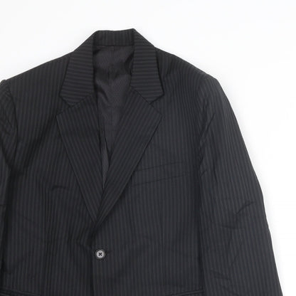 The Raymond Mens Black Striped Polyester Jacket Suit Jacket Size 36 Regular