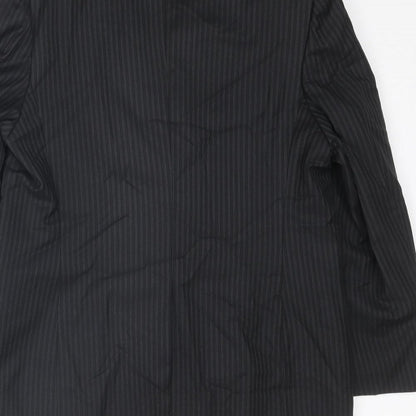 The Raymond Mens Black Striped Polyester Jacket Suit Jacket Size 36 Regular