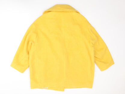 H&M Womens Yellow Overcoat Coat Size 8 Button