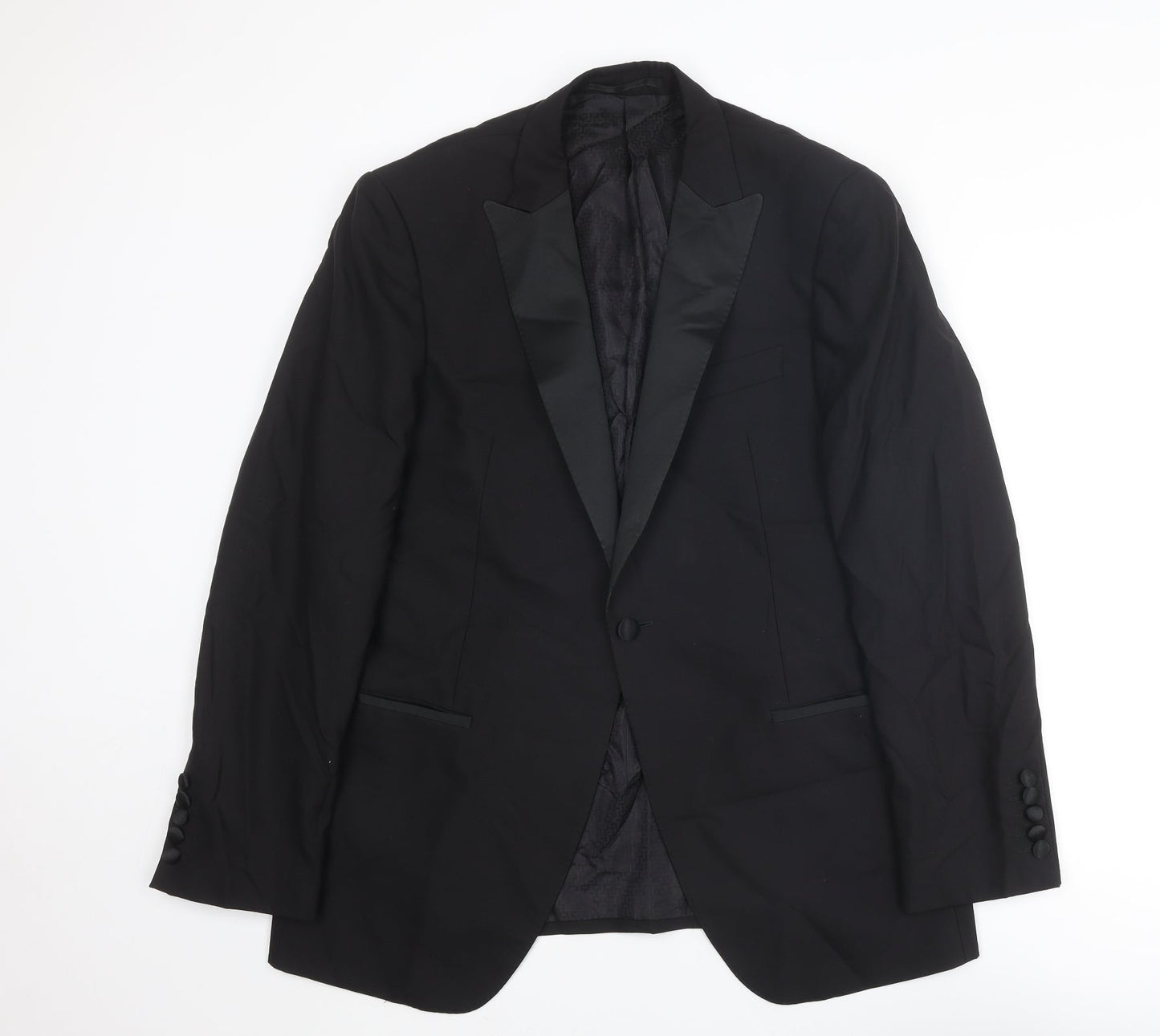 Autograph Mens Black Wool Tuxedo Blazer Size 42 Regular - Five button sleeve