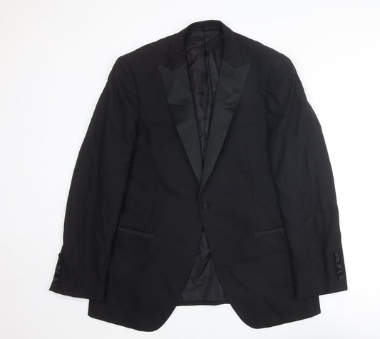 Autograph Mens Black Wool Tuxedo Blazer Size 42 Regular - Five button sleeve