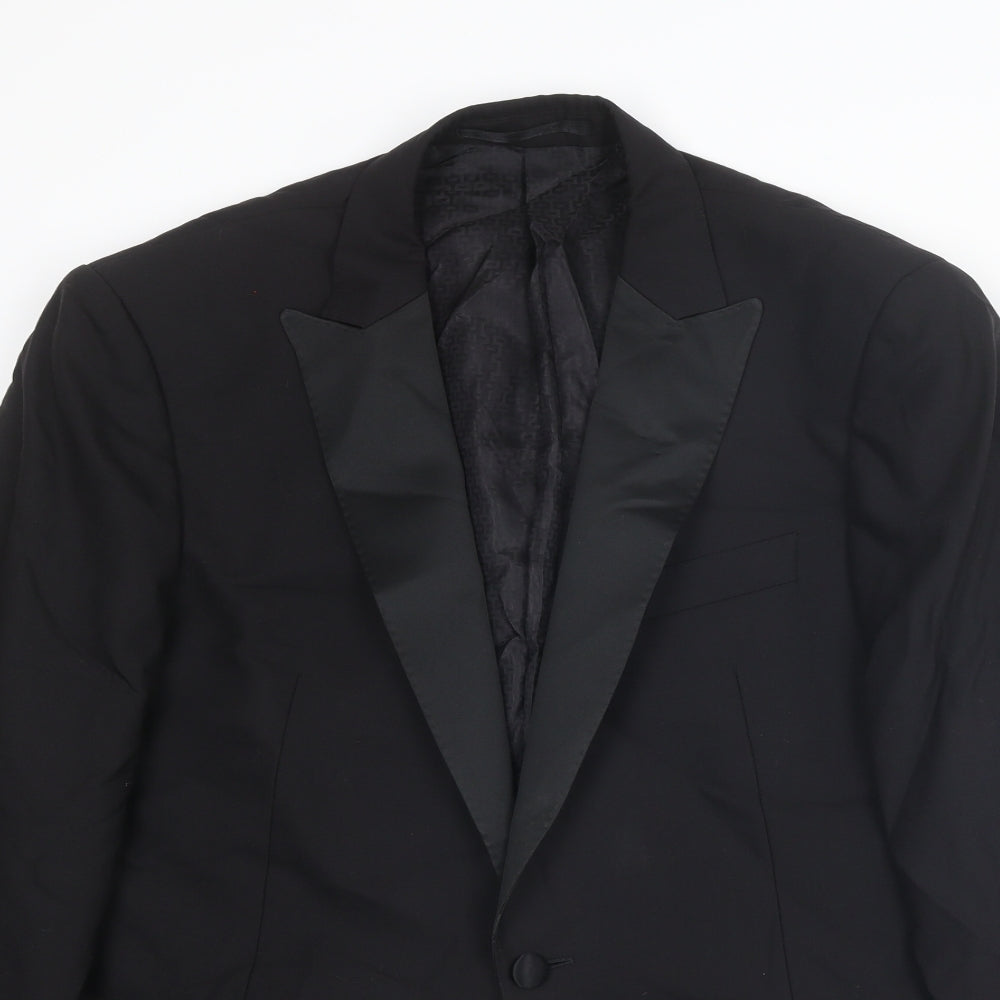 Autograph Mens Black Wool Tuxedo Blazer Size 42 Regular - Five button sleeve