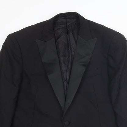 Autograph Mens Black Wool Tuxedo Blazer Size 42 Regular - Five button sleeve