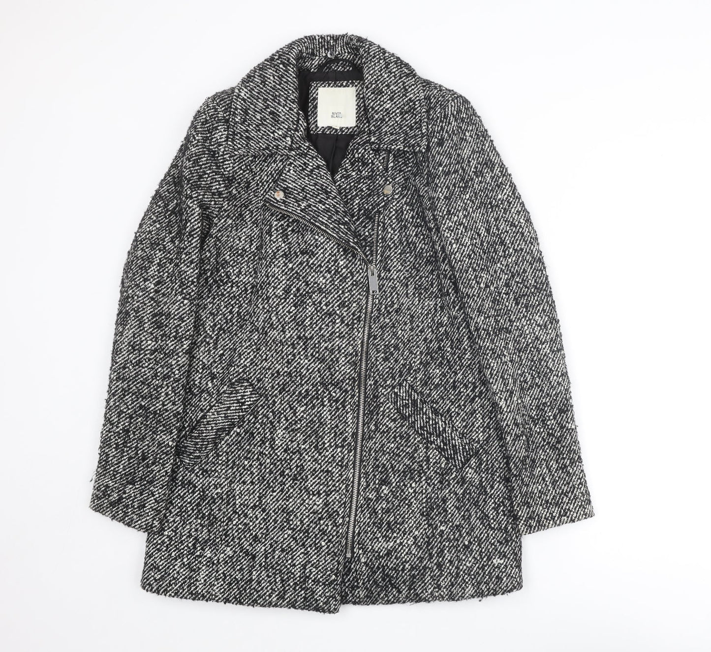 Womens UK Size 6 River Island Grey Overcoat