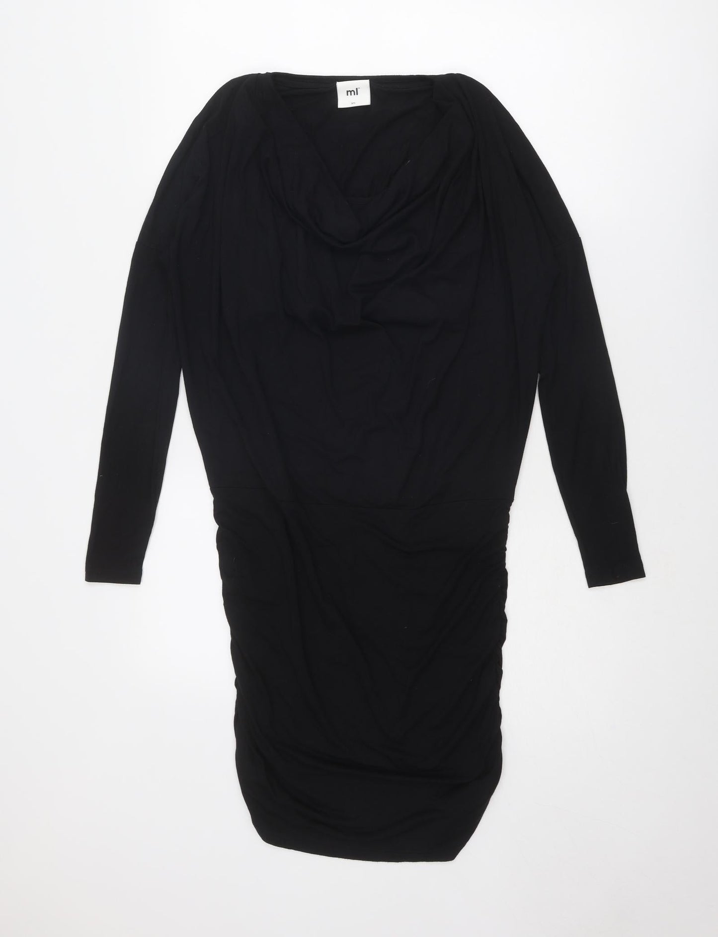 ML Collections Womens Black Polyester Bodycon Size XS Cowl Neck Pullover