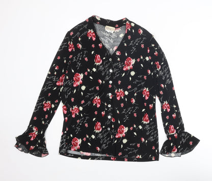 Womens UK Size S Kim & Co Black Basic Button-Up