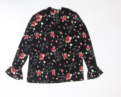 Womens UK Size S Kim & Co Black Basic Button-Up