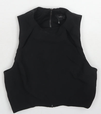 Topshop Womens Black Polyester Basic Tank Size 6 Round Neck