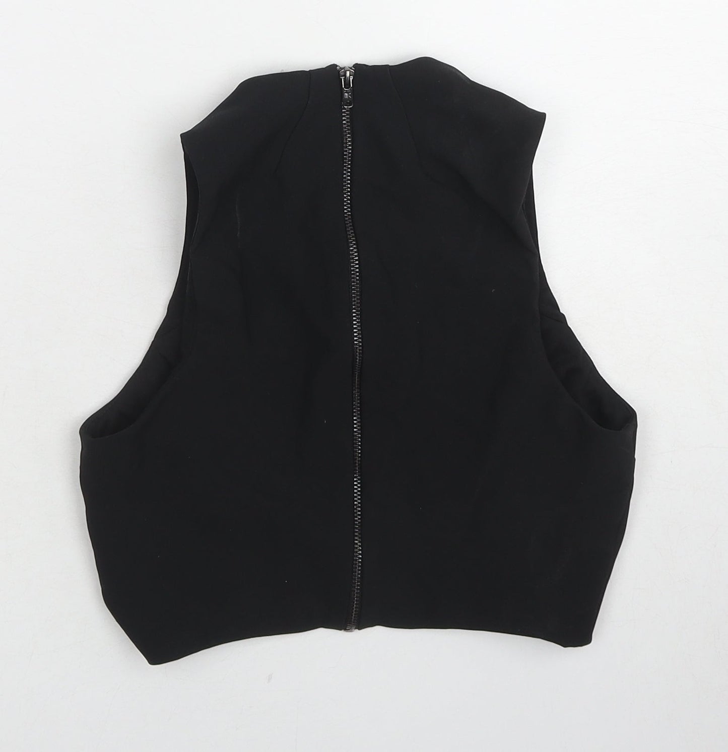 Topshop Womens Black Polyester Basic Tank Size 6 Round Neck