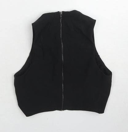 Topshop Womens Black Polyester Basic Tank Size 6 Round Neck