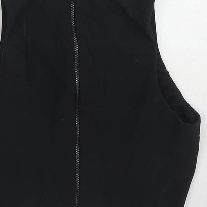 Topshop Womens Black Polyester Basic Tank Size 6 Round Neck
