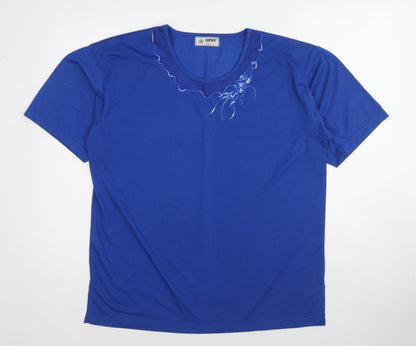 Womens UK Size L Lucky Blue Basic T-Shirt
