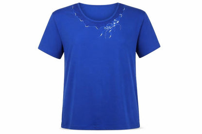 Womens UK Size L Lucky Blue Basic T-Shirt