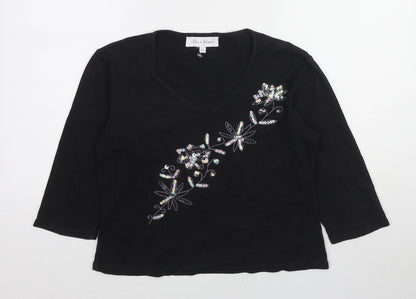 Womens UK Size M Pure & Natural Black Basic T-Shirt
