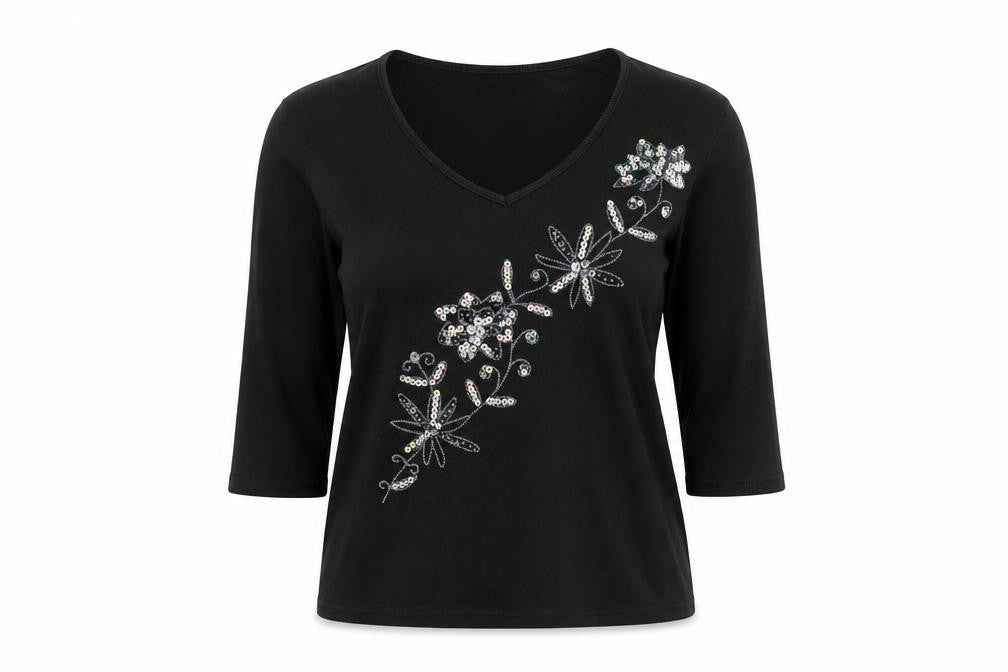 Womens UK Size M Pure & Natural Black Basic T-Shirt