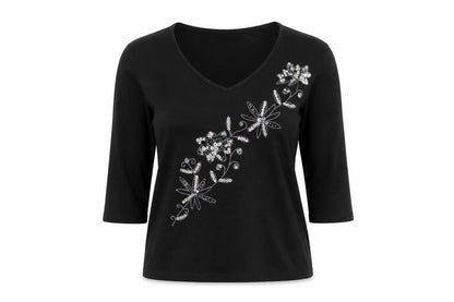Womens UK Size M Pure & Natural Black Basic T-Shirt