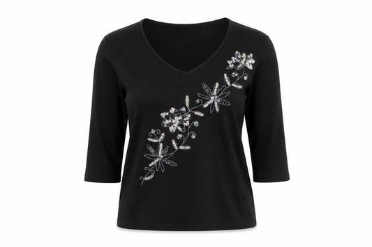 Womens UK Size M Pure & Natural Black Basic T-Shirt