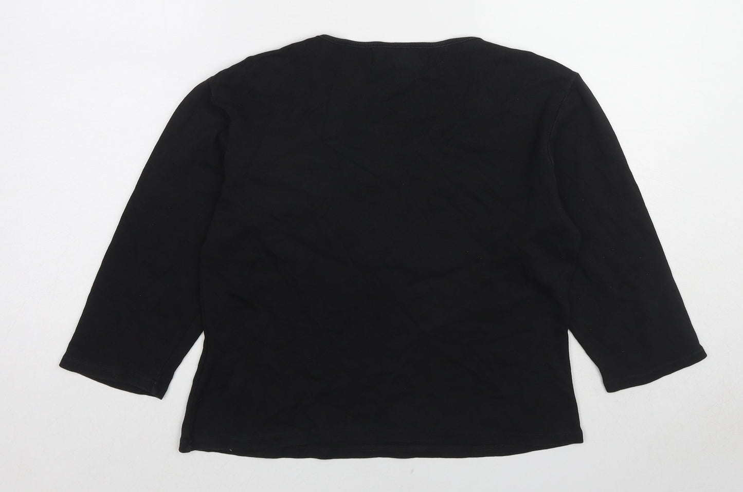 Womens UK Size M Pure & Natural Black Basic T-Shirt