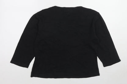 Womens UK Size M Pure & Natural Black Basic T-Shirt