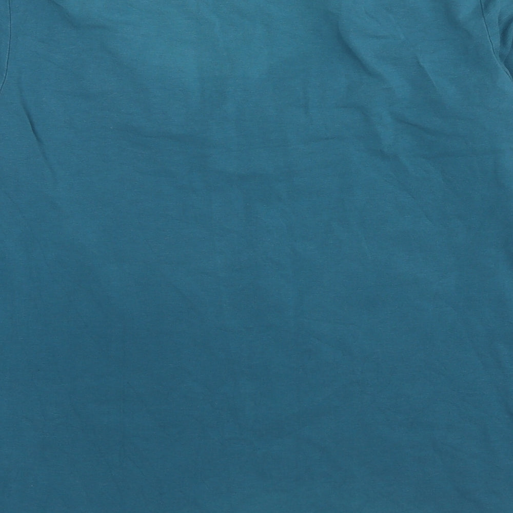 FLOWER Womens Blue Cotton Basic T-Shirt Size 12 Scoop Neck
