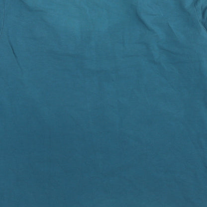 FLOWER Womens Blue Cotton Basic T-Shirt Size 12 Scoop Neck