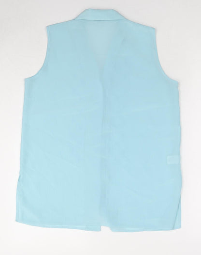 Robento Celli Womens Blue Polyester Basic Button-Up Size 14 Collared