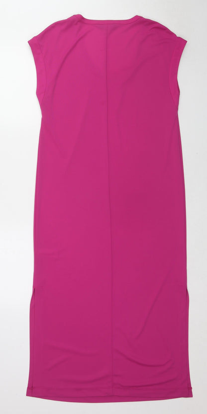 Marks and Spencer Womens Pink Polyester T-Shirt Dress Size 8 Scoop Neck Pullover